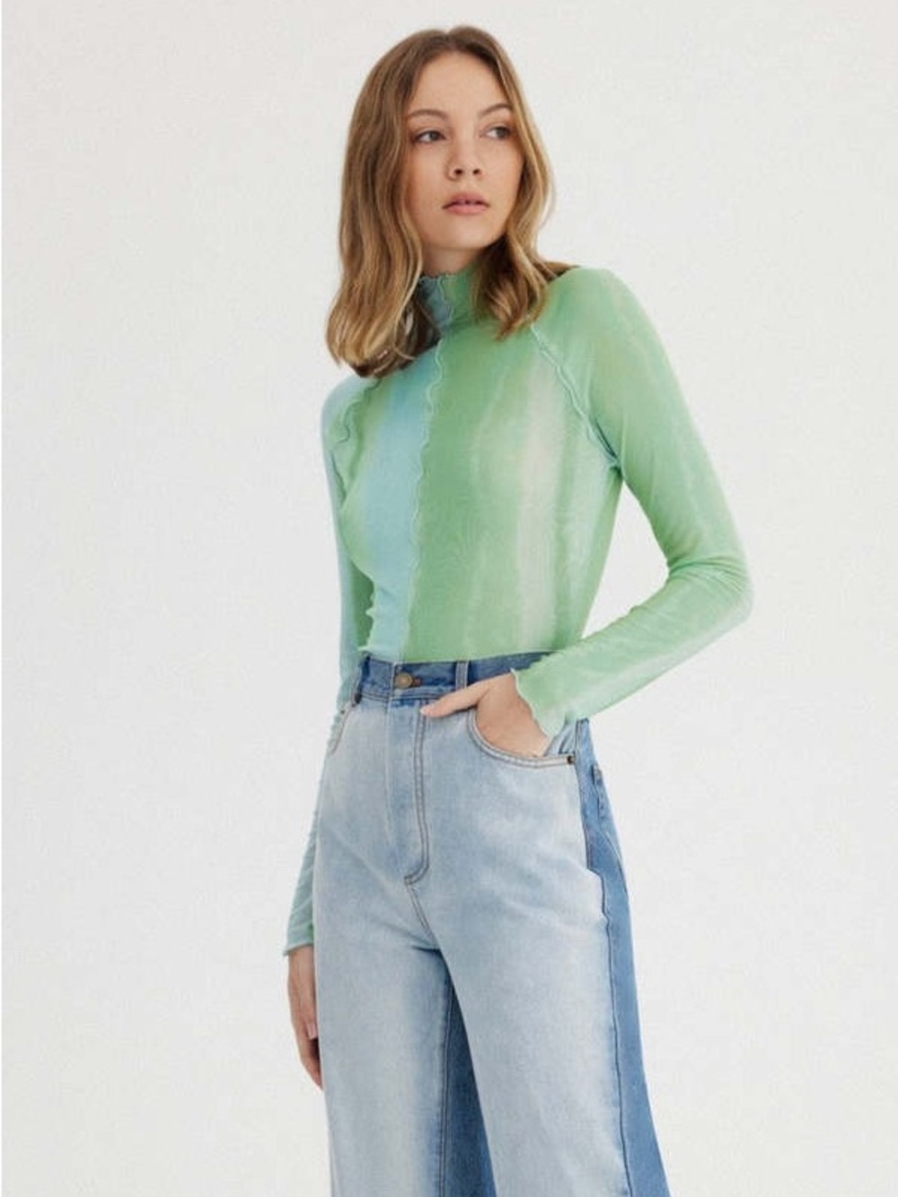 SIGNIFICANT OTHER Green Mirage Abstract Mesh Top NWT Size 2